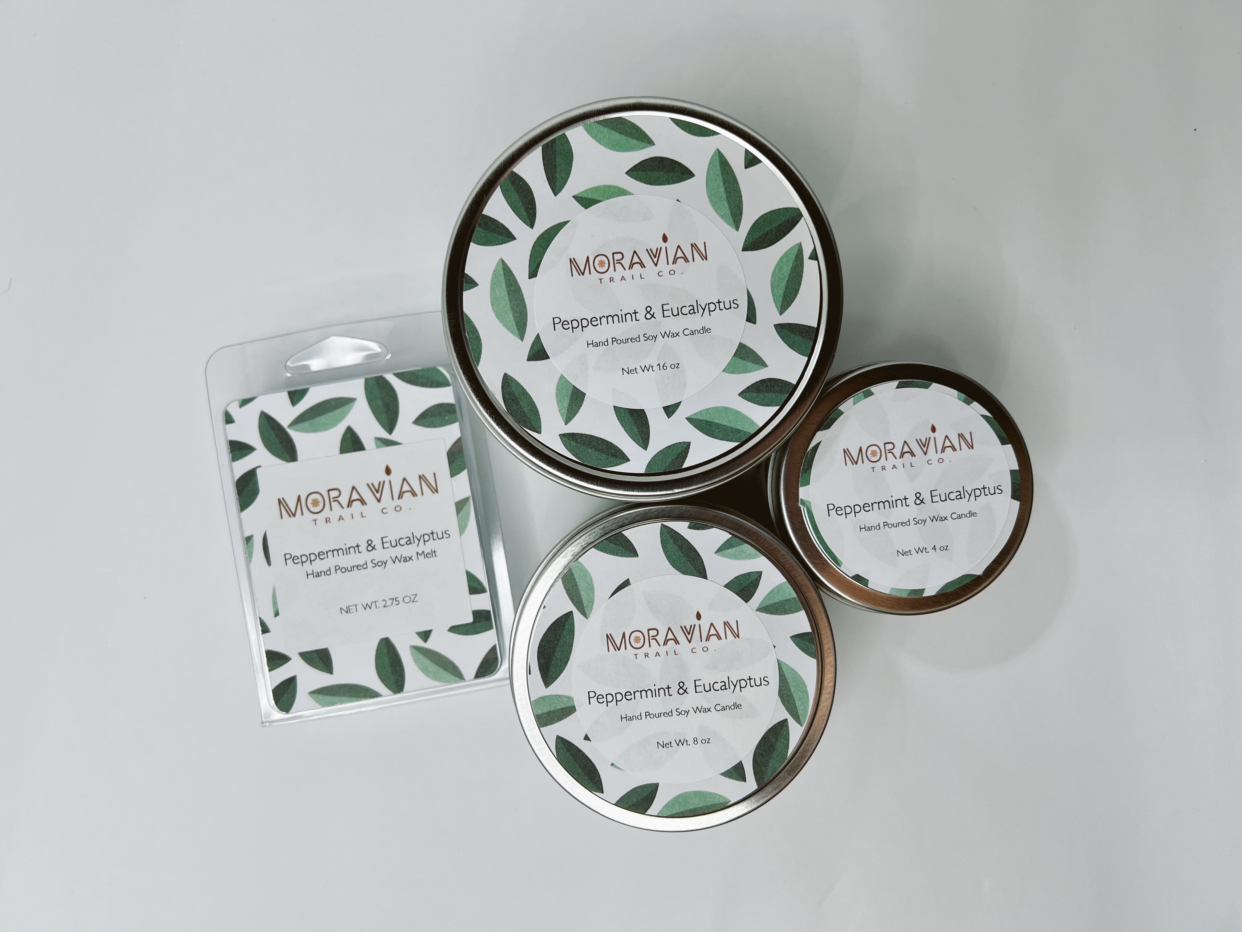 Peppermint & Eucalyptus Soy Candles and Wax Melts