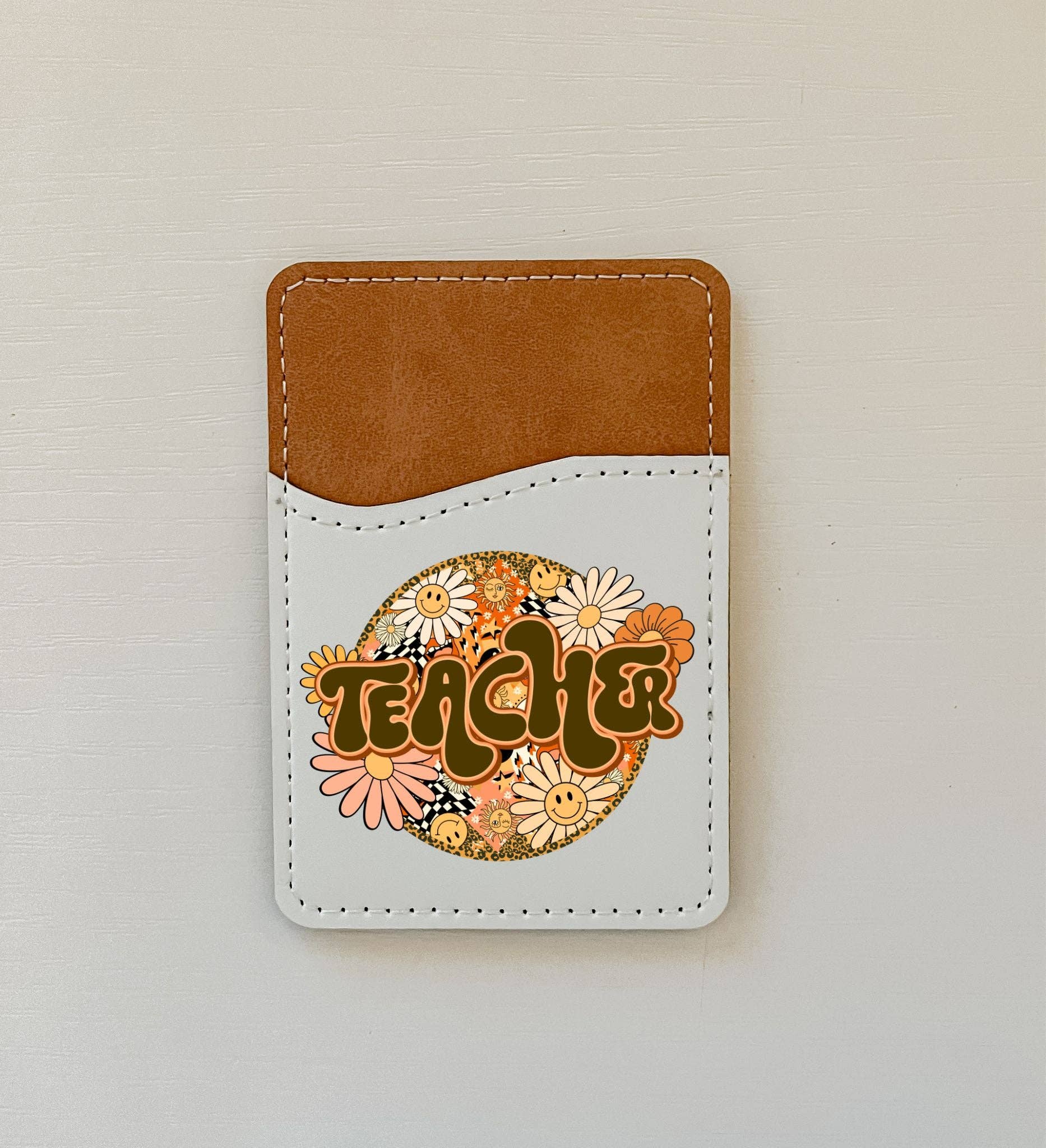 Groovy Teacher Leather Card Holder
