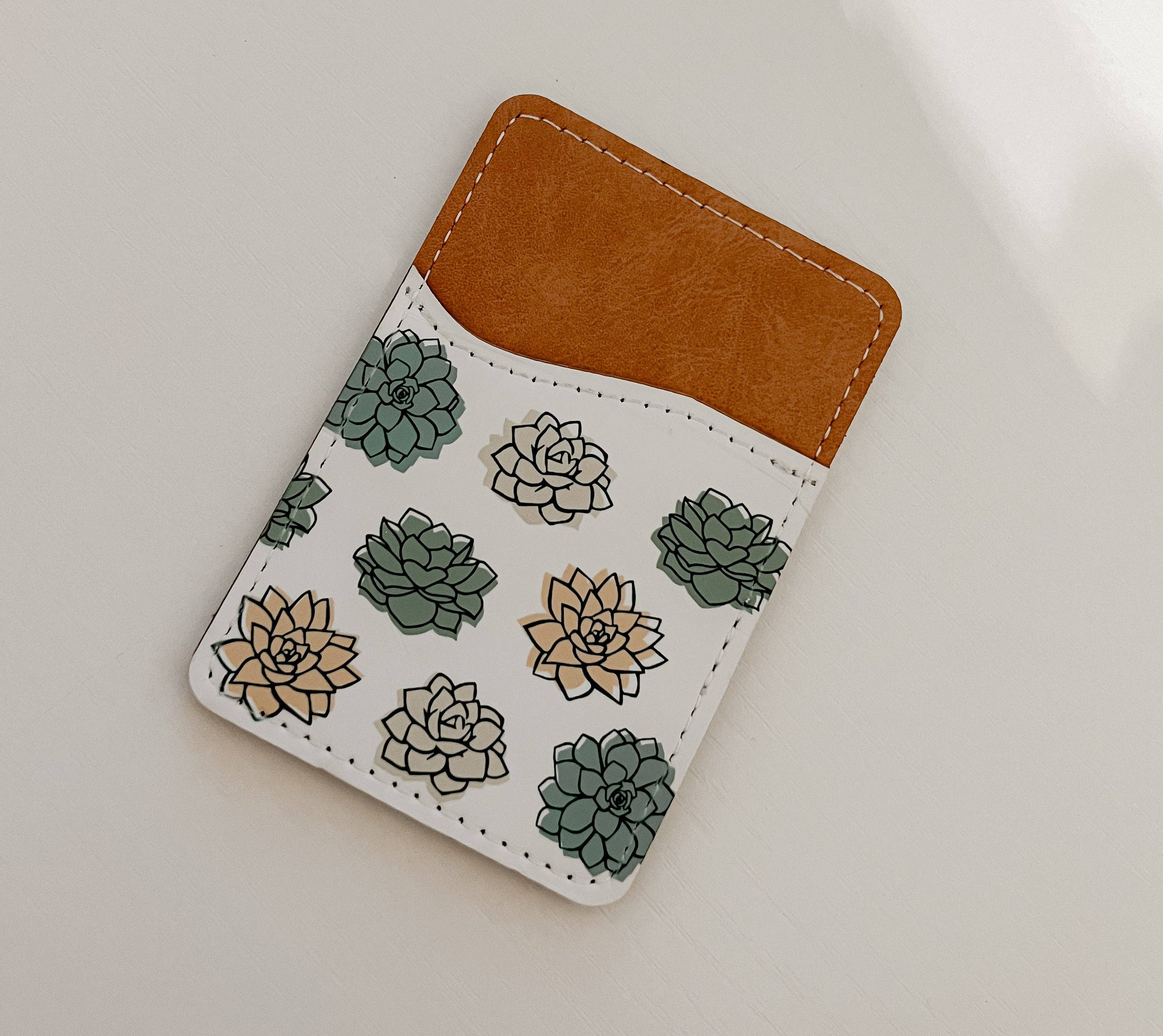 Succulents Leather Card Holder